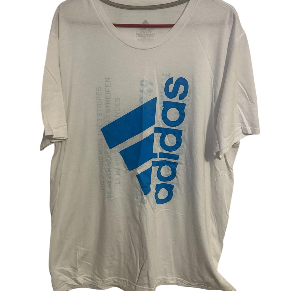 Adidas Men's Tee with Blue Logo on White